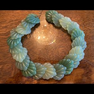 Vintage 1950’s Mid Century Green Ombré Lucite Leaf Necklace Adjustable 18” Plus